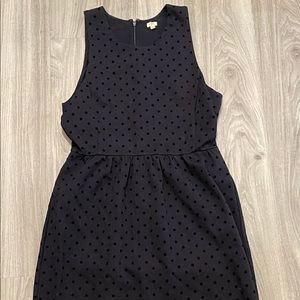 Navy stretch dress with pin dots.